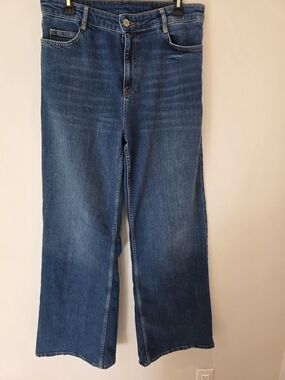 ZARA ZW Collwction Blue High Rise Wide-Leg Women's Jeans